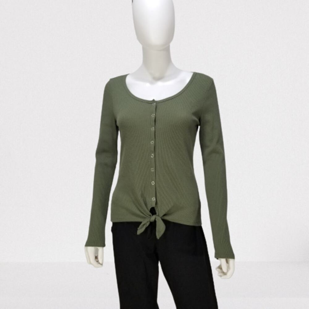 Ultra Flirt Women's Snap Button-up Twist Tie Front Long Sleeve, Size: Juniors M